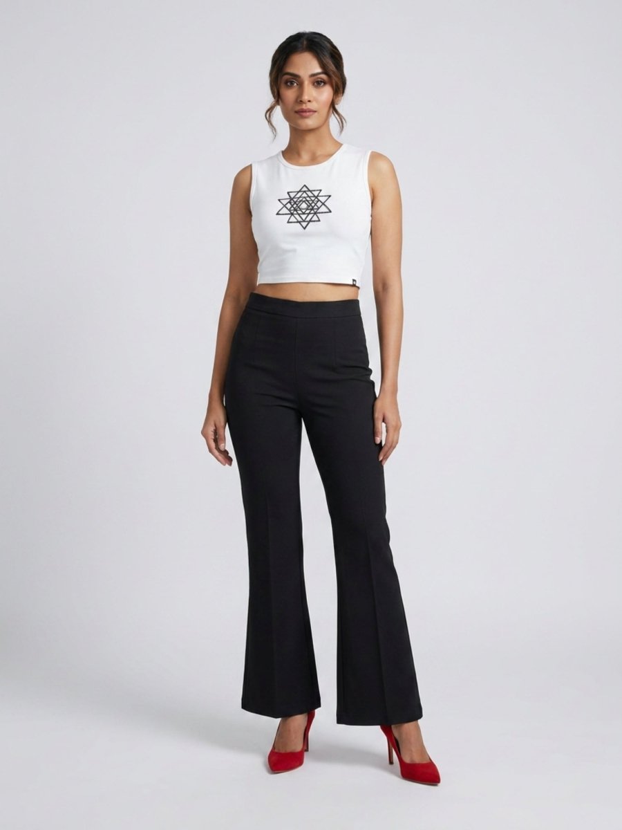 Black Beaded Sri Yantra Cotton Tank Top - GAIIA